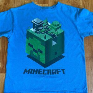 Mojang Minecraft design by Jinx blue short sleeve T shirt crewneck